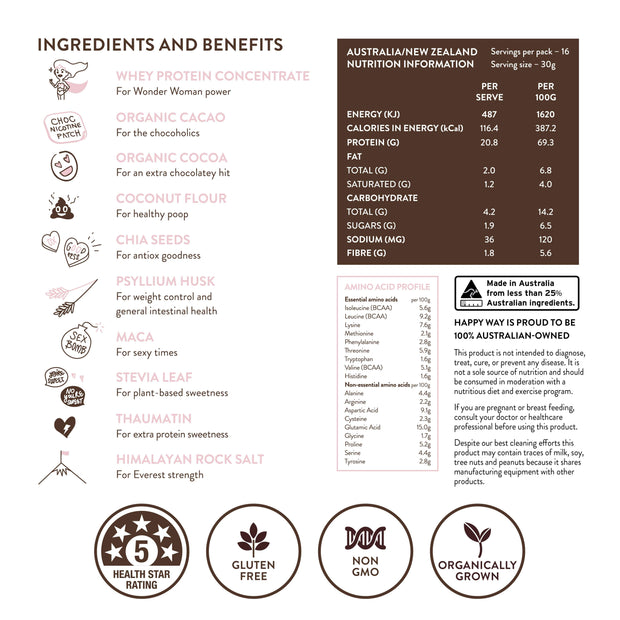 Ashy Bines Triple Choc Fudge Whey Protein Powder 500g,Protein,Happy Way,Happy Way