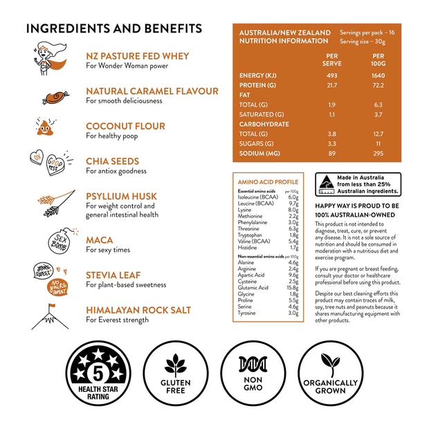 Smooth Operator Salted Caramel Protein Powder 500g,Protein,Happy Way,Happy Way