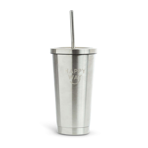Insulated Stainless Steel Tumbler With Straw (500ml),Steel Tumbler,Merchandise,Happy Way