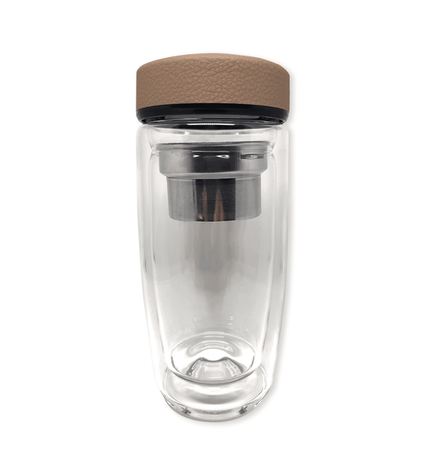 300ml Doubled Walled Glass Tea Tumbler,Tea Infuser,Merchandise,Happy Way
